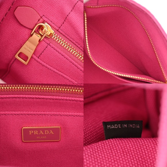 PRADA Canapa Pink Canvas Handbag - Picture 9 of 10